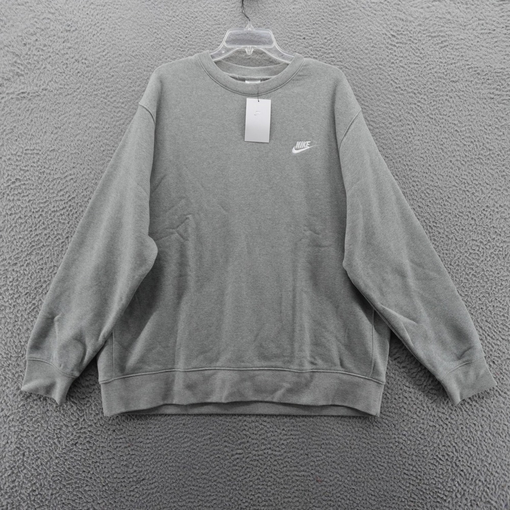 Nike Sportswear Club Fleece Crewneck Sweatshirt Mens XXL Grey BV2662-063 NWT